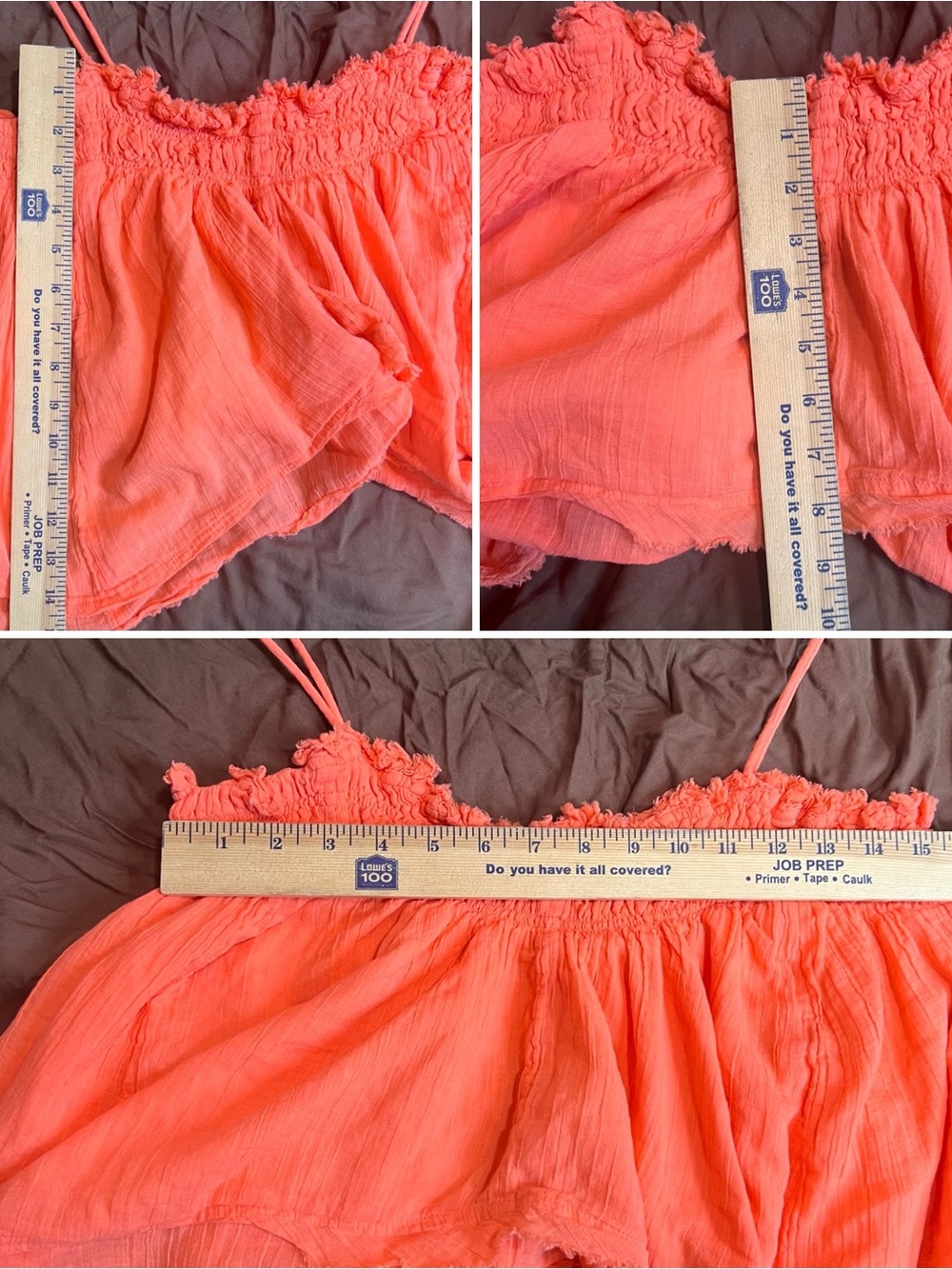 Free People Free-ish Salmon Layla Top 100% Cotton Small Crochet Babe - Picture 13 of 16